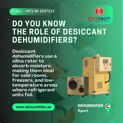 Understanding the Important Role of Desiccant Dehumidifiers. , , , , A desiccant dehumidification system plays a vital role in moisture control where refrigeration systems fail. Using a silica wheel or desiccant rotor, this compressorless dehumidifier works efficiently as a low-temperature dehumidifier in cold rooms, freezers, and pharmaceutical environments. It prevents condensation and frost while ensuring stable humidity. Flexible installation options suit industrial needs. Although initial c
