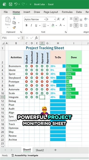 Automate tracking tasks in excel 🚀📊 #excel #EduTok #LearnOnTikTok #TikTokLearningCampaign #fyp