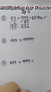 BASIC MATH REVIEW: Multiplying Any Number By 9.. #mathhacks #fbreels #fbpagevideo | Mathematics Tutorial