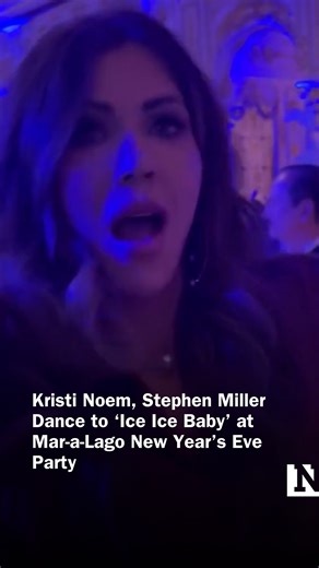 DHS Secretary Kristi Noem danced with White House deputy chief of staff Stephen Miller to the song "Ice Ice Baby" at a New Year’s Eve Party at Mar-a-Lago. | Newsweek