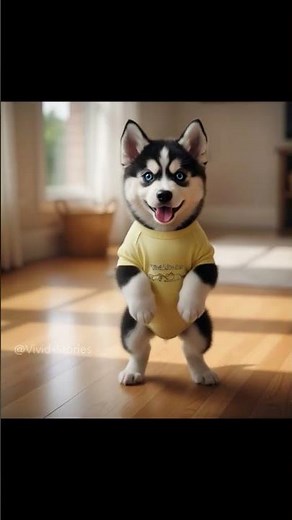 🕺 Siberian Husky Puppy's New Dancing Uniform is Pure Sunshine! ☀️ #shorts