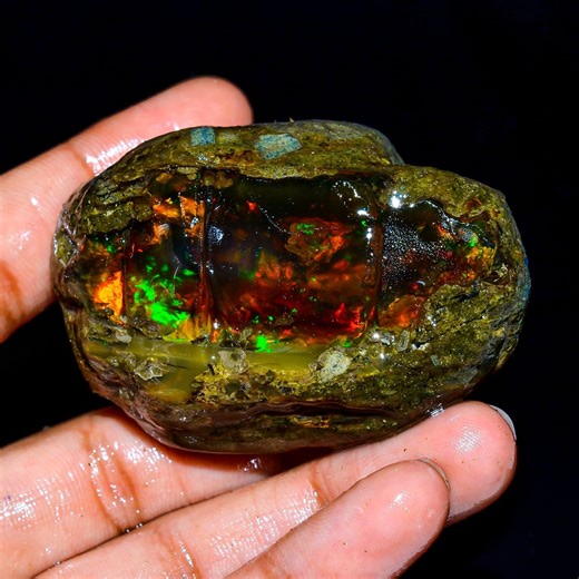 Opal Rough, Ethiopian Opal Raw, Multi Fire Opal Raw, Loose Gemstone Oil Opal Raw, Opal Specimens Raw, Welo Opal Raw 315 Ct, 58X38X28 MM L-48 - Etsy