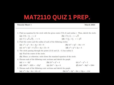 MAT2110 QUIZ 1 PREP. TUTORIAL SHEET 1 _ Q1 to Q6