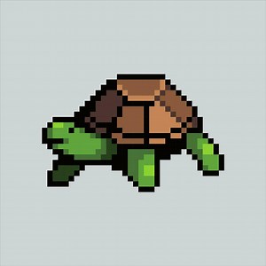 Download Pixel art illustration Turtle. Pixelated Turtle. Sea turtle coral icon pixelated for the pixel art game and icon for website and video game. old school retro. for free