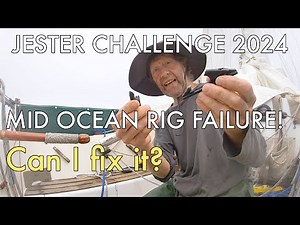 Contessa 26 sailing the Jester Challenge 2024. Boom fittings breakage and mid ocean repair