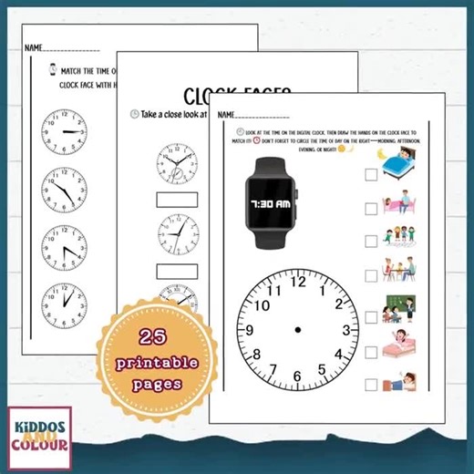 Telling Time Worksheets: Clock Activity, 25 Printable Pages (instant Download) - Etsy