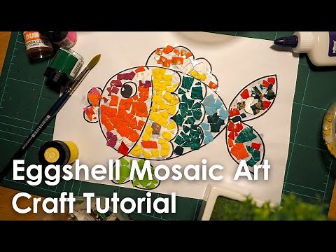 Eggshell Mosaic Art - Fish, Ball and Flower