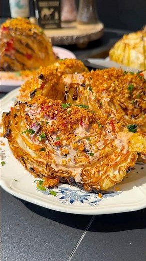 Grilled Cabbage with Calabrian Chili Breadcrumbs #cabbage #plantbased #veganrecipes #healthyrecipes