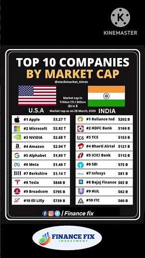 TOP 10 COMPANIES BY MARKET CAP #finance #financefix
