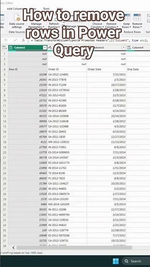How to remove rows in Power Query, Transform data into action. #trending #education #shorts #shortv.