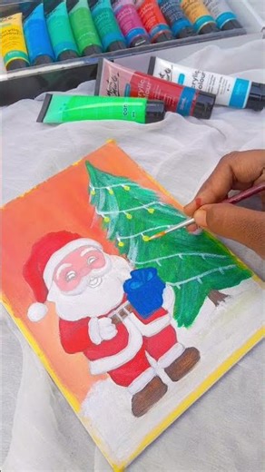 Santa Claus Acrylic Painting #canvaspainting #ytshorts #shorts #shortsviral