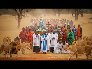 En Afrique, une meute de lions a attaqué la procession catholique… la Vierge apparaît et les arrête