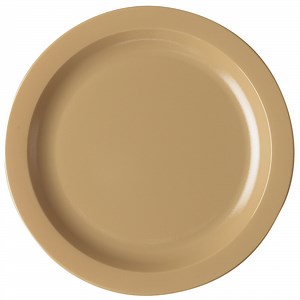 Cambro 10CWNR133 Camwear® 10" Beige Narrow Rim Polycarbonate Plate - 48/Case