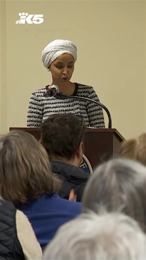 KING 5 reporter Sharon Yoo witnessed a man lunge at MN Rep. Ilhan Omar during her town hall in Minneapolis on Tuesday and said he sprayed her with a substance before he was tackled to the ground. | KING 5