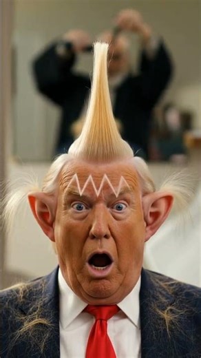 Barber turns Trump into an alien 👽✂️ #shorts #funny