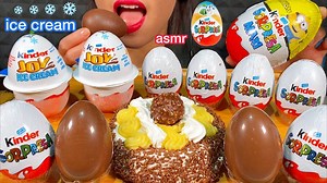 451K views · 10K reactions | ASMR 2 KINDER JOY ICE CREAMS, 9 KINDER SURPRISE EGGS & CHOCOLATE MOUSSE CAKE Eating Sounds Mukbang | Kim&Liz ASMR | Facebook