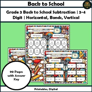 Grade 3 Back to School Subtract Math Multi Digit Regroup Number Bond Place Value