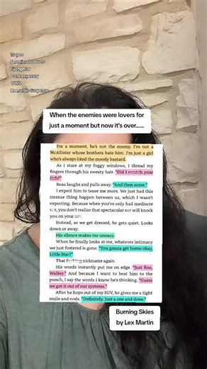 When the lover part only lasted for a short time and now she has to go back to not liking him. Burning Skies by Lex Martin #enemiestolovers #secondchance #romancebooks #romancetropes #newbook New book, Firefighter Romance, contemporary, romantic suspense, angst, family drama, owd, surprises, spice, other woman drama, no cheating