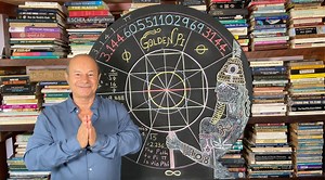 True Value of Pi = 3 . 1 4 4 6 0 5 5 1 1 0 2 9 6 9 3 1 4 4 … The release of Golden Pi is a triumph of Ancient Knowledge being hailed as the Correctional Code for the New Millennium. It is achieved by setting the diameter of the Circle to be the Square Root of 5, (=2.236…) allowing mathematicians to translate the Numbers of the Formula of the Golden Ratio (1:1.618…) into Geometry, into Sacred Art. When the Formula for Phi [(1 Root 5) / 2] is converted into a Picture or Glyph, we get the Golden Ci