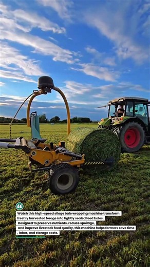 Ultimate Silage Bale Wrapping Machine in Action! #FarmTech #SilageWrapping #AgriMachinery