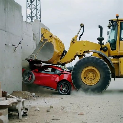 🚧 Bulldozer CRUSHES Ferrari Against Wall & EXPLODES! 💥 Car Destruction #shorts