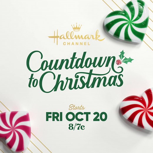 #CountdownToChristmas kicks off Friday Oct 20 with all new original holiday movies every Fri, Sat & Sun at 8/7c. 🍭🎄 | Hallmark Channel