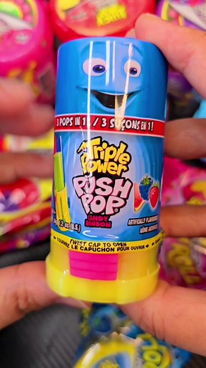 triple power push pop sour candy #satisfyinglips #juicydrop #satisfying #fyp #fypp #asmr