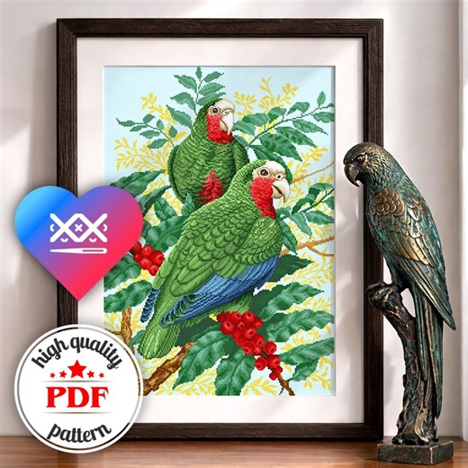 Tropical Bird Embroidery Pattern PDF — Amazon Parrot Embroidery Chart - Etsy