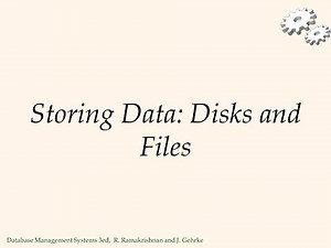 [DBMS] - 08 - Storing Data - Disks and Files