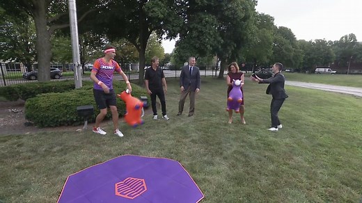 Trying out the hot new backyard game Donk Toss!