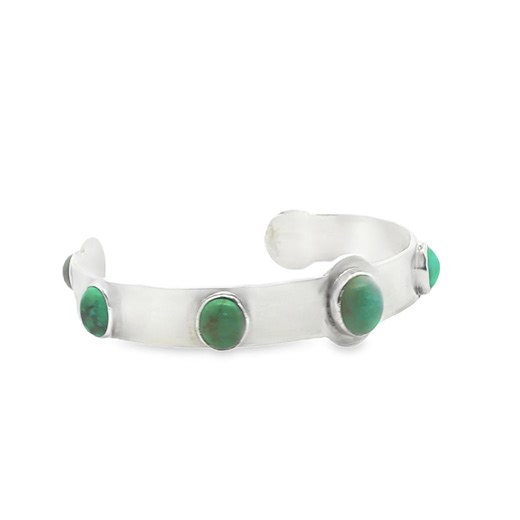 Native American Sterling Silver Turquoise Station Cuff Bracelet 7in - Etsy