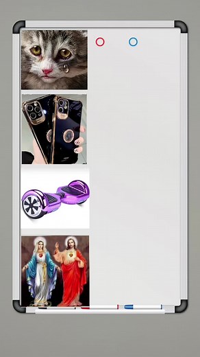 Creative Whiteboard Art Featuring Cat and Religious Symbols