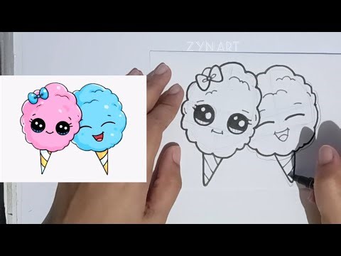 Easy drawing Cotton Candy for kids