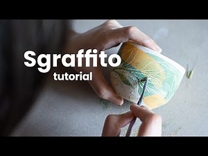Underglaze sgraffito on a ceramic cup | pottery process