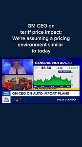 General Motors chair and CEO Mary Barra discusses the tariff impact on pricing in the near future. Watch more of the interview: cnb.cx/4iLDKWb | CNBC