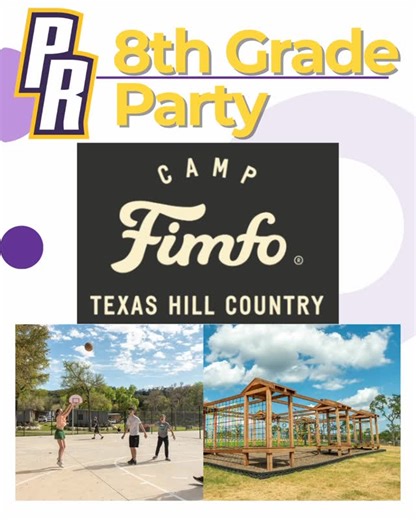 Pieper Ranch Vipers PTSA on Instagram: "We have an announcement! The 8th Grade class voted on their activity for their 8th Grade party day and…they’re going to Camp Fimfo!! Make sure you read this week’s Campus newsletter for specifics like date, fees and waiver details! This is a first for PRMS students and we are so glad to be a part of it! 🐍💜💛"