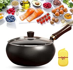 Uncoated Thick Iron Pot, Japanese Iron Pan for Cooking, Uncoating Cast Iron Pot, Hand-Forged Non-Stick Cast Iron Skillet, High Purity Frying Pans for Kitchen (Smooth-Glass Cover, M-24cm)