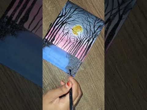 Easiest way to paint Moonlight painting 🎨🖌️