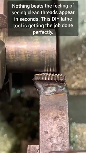 Satisfying Metalworking Process Creating Deep Threads On The Lathe