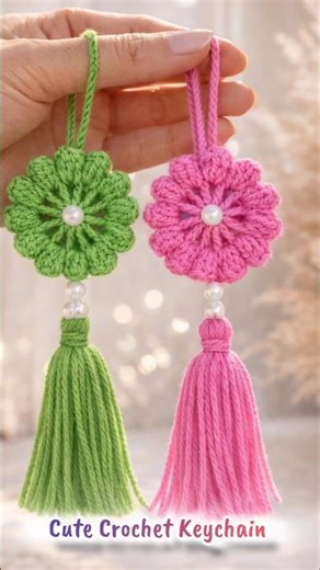 Crochet Flower Keychain l Car Hanging#shortvideo #shortsfeed #shortsviral #chrochet #diy #craft