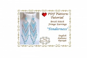 Brick Stitch Fringe Earrings Pattern "tenderness", Beaded Jewelry (PDF Tutorial & Graph and Word Pattern) - Etsy