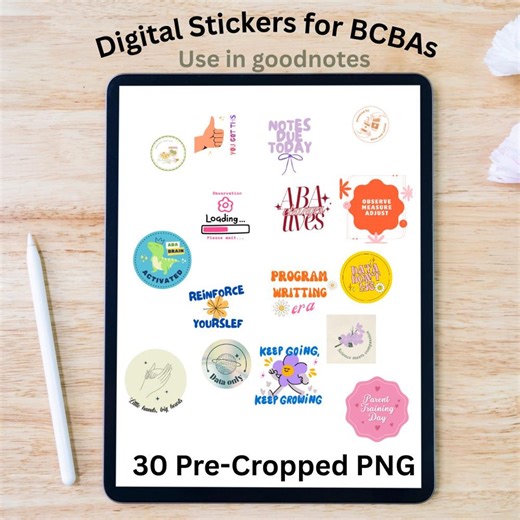 BCBA Planner Stickers | ABA Digital Sticker Pack | 30 Behavior Analyst Planner Stickers for Supervision, Data & Assessments - Etsy