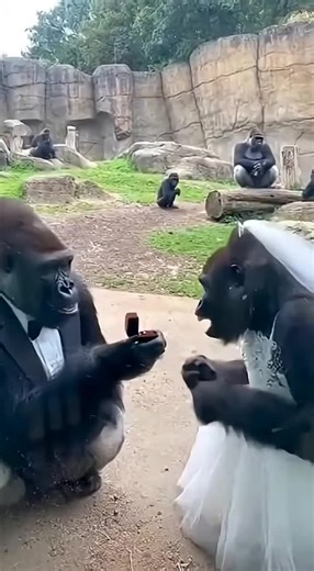 🦍🤍 A Fairytale Wedding in the Wild 💍✨ #gorilla #funnyanimals #funnyvideos #animals #zoo