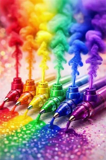 Color Pens Releasing Smoke and Ink 🌈✏️ #Shorts