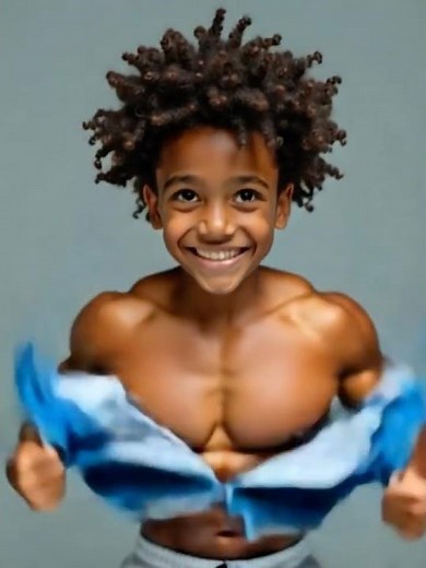 An African Boy with muscular physique Funny Shorts#StrongKid #FunnyArt #BodybuilderKid