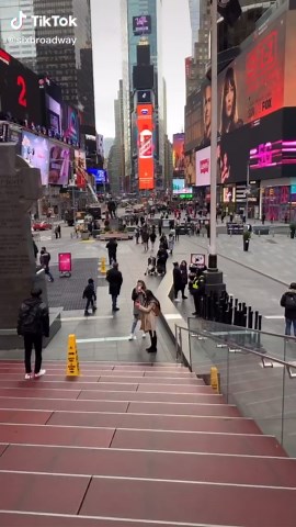 Sorry (not sorry), one more. We’re still not over this billboard!! #six #sixthemusical #sixbroadway #fyp #itwentlike #stairs #newyork