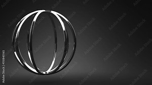 Silver Circle Abstract On Black Text Space. Loop able 3DCG render Abstract Animation. Stock Video