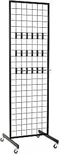 Garage Heavy Duty Gridwall Panel Display Stand 2' x 6' Floorstanding for Retail and Craft with T-Base Grid Wall Panels with 18 Pcs Hooks