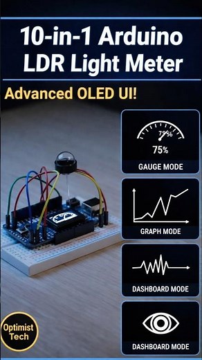 10-in-1 Arduino LDR Light Meter: Advanced OLED Dashboard & Graphic UI