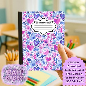 Composition Book Cover Lily Hearts PNG - Etsy Canada
